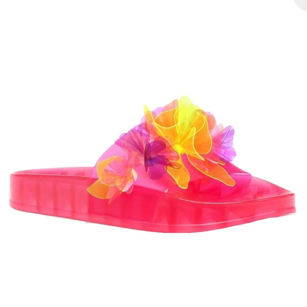 NWOT Betsey Johnson Women's Luela Jelly Floral Slide Sandal - Women’s 8